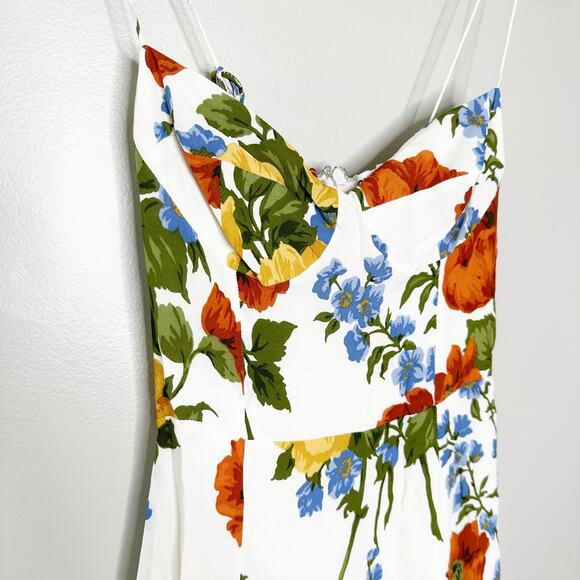 Reformation Juliette Dress Midi Tie Straps Side Slit Smocked Back Formosa Size 2 - Picture 3 of 12